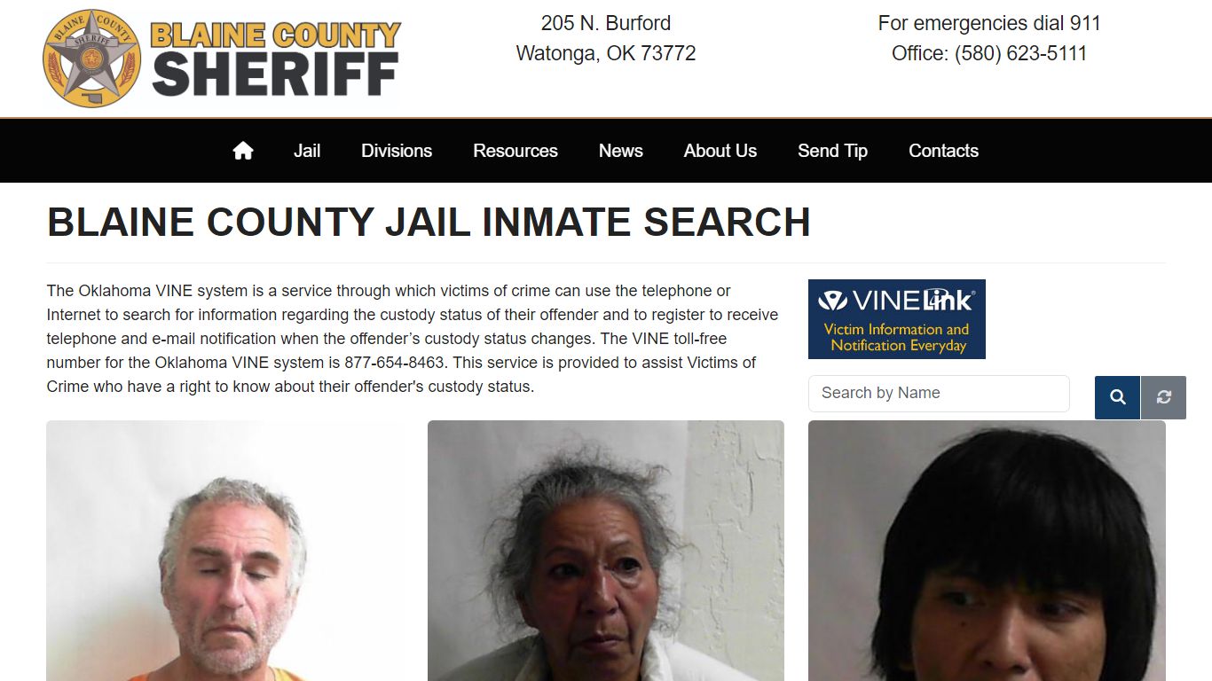Inmate Search - Blaine County Sheriff's Office Oklahoma Watonga, OK