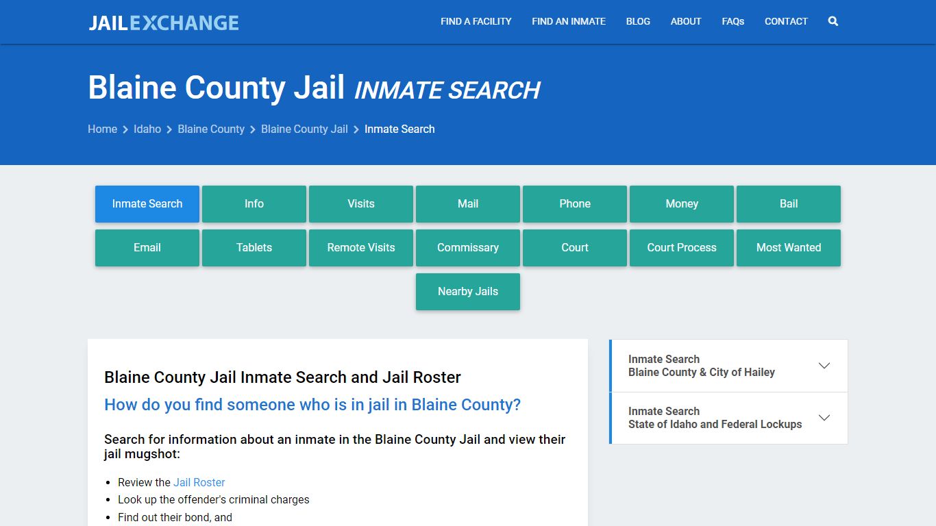 Inmate Search: Roster & Mugshots - Blaine County Jail, ID